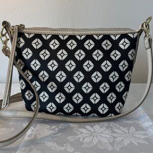 FOSSIL SYDNEY SIGNATURE TOP ZIP SLIM CROSSBODY CARD SLOTS GEOMETRIC